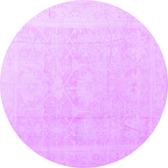 Round Machine Washable Abstract Purple Modern Area Rugs, wshabs4340pur