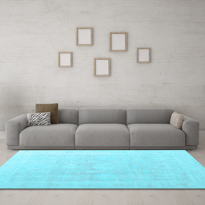Machine Washable Abstract Light Blue Modern Rug in a Living Room, wshabs4340lblu