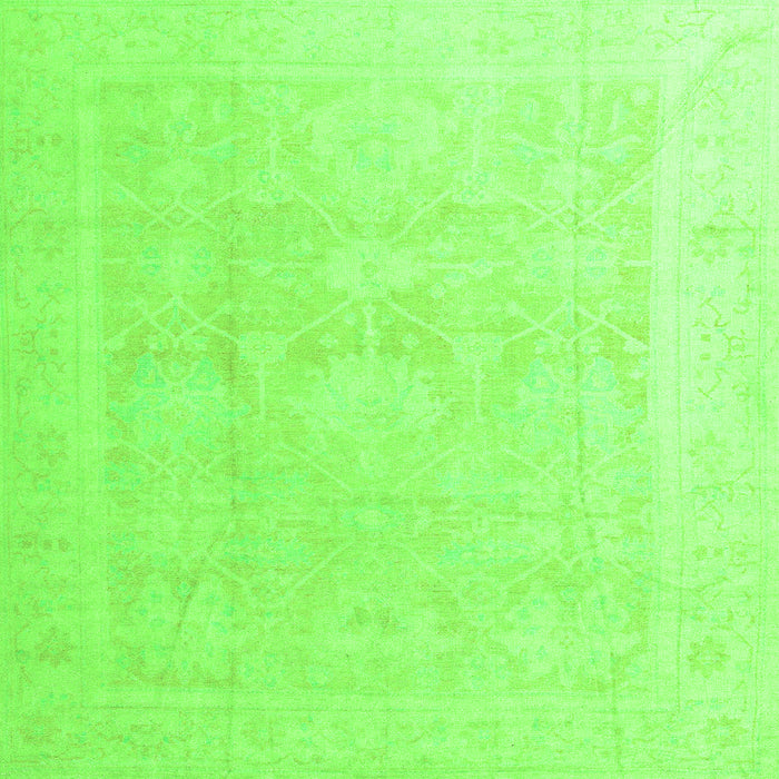 Square Machine Washable Abstract Green Modern Area Rugs, wshabs4340grn