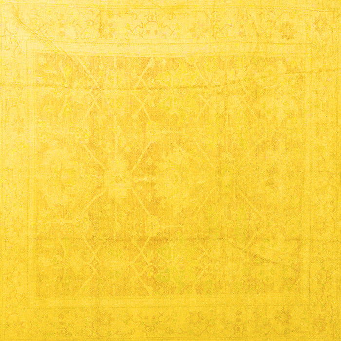 Square Machine Washable Abstract Yellow Modern Rug, wshabs4340yw