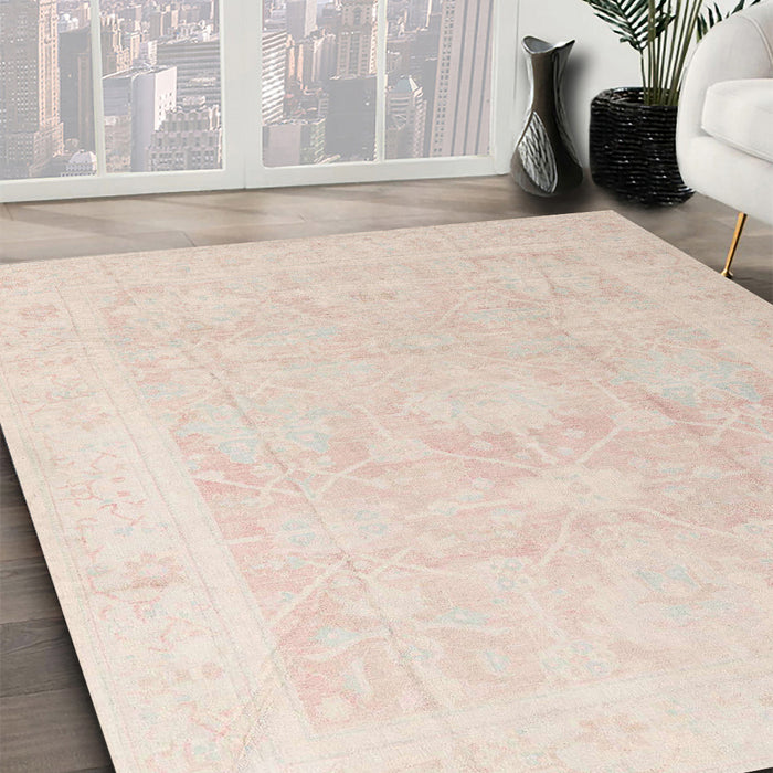 Abstract Wheat Beige Modern Rug in Family Room, abs4340