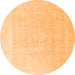 Round Machine Washable Abstract Orange Modern Area Rugs, wshabs4340org