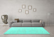 Machine Washable Abstract Turquoise Modern Area Rugs in a Living Room,, wshabs4340turq