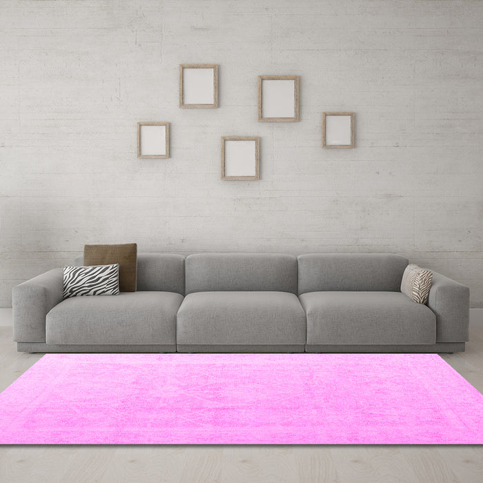 Machine Washable Abstract Pink Modern Rug in a Living Room, wshabs4340pnk