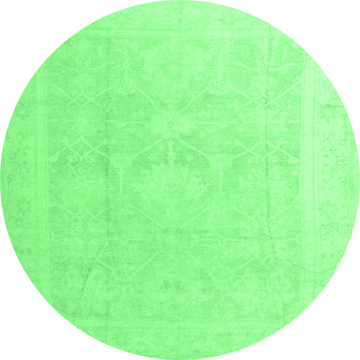 Round Machine Washable Abstract Emerald Green Modern Area Rugs, wshabs4340emgrn