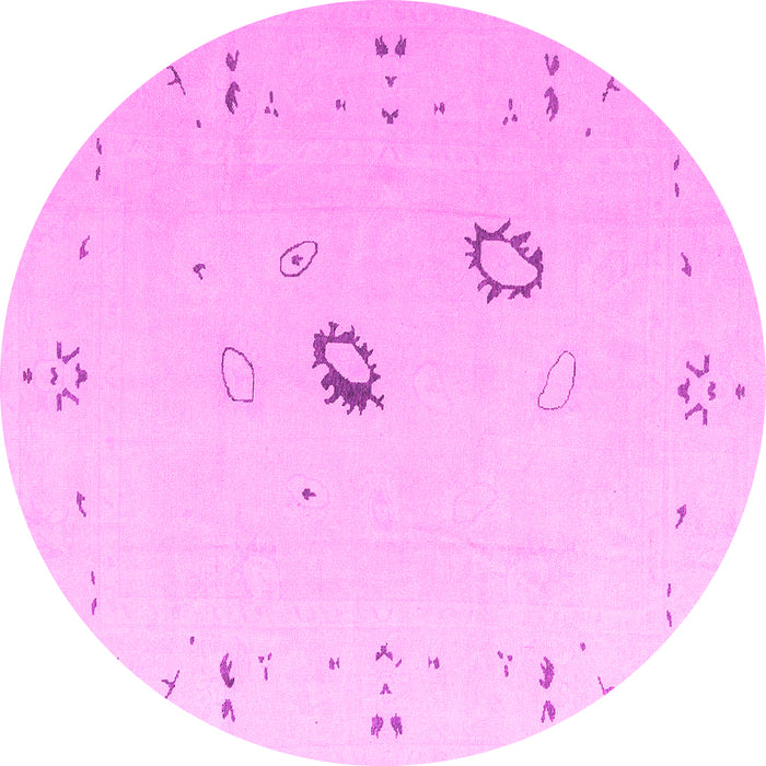 Round Machine Washable Oriental Pink Traditional Rug, wshabs4341pnk