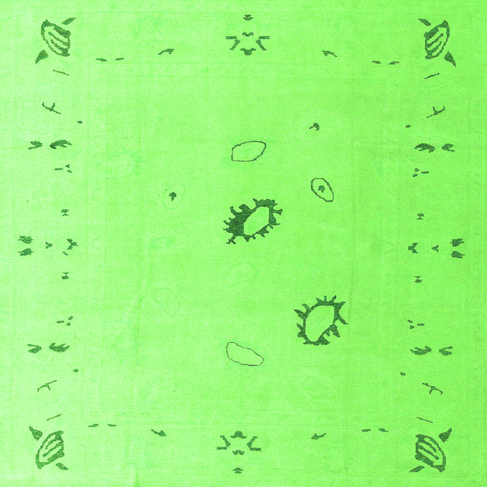Square Oriental Green Traditional Rug, abs4341grn