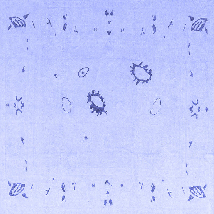 Square Machine Washable Oriental Blue Traditional Rug, wshabs4341blu