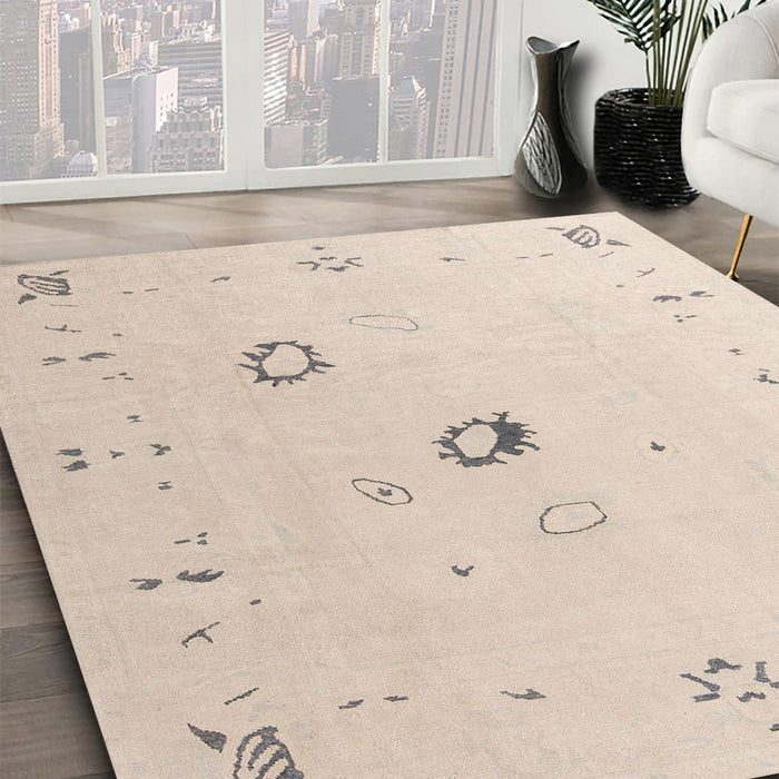 Abstract Light Orange Gold Oriental Rug in Family Room, abs4341