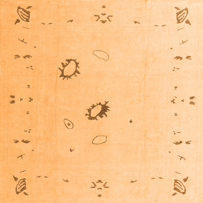 Square Oriental Orange Traditional Rug, abs4341org