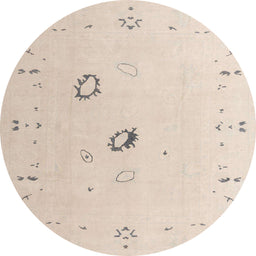 Round Machine Washable Abstract Light Orange Rug, wshabs4341