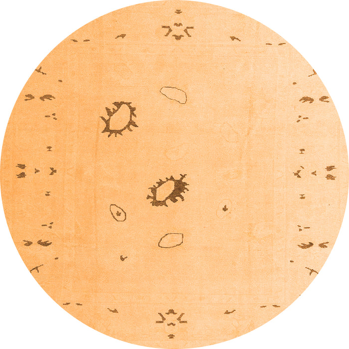 Round Oriental Orange Traditional Rug, abs4341org