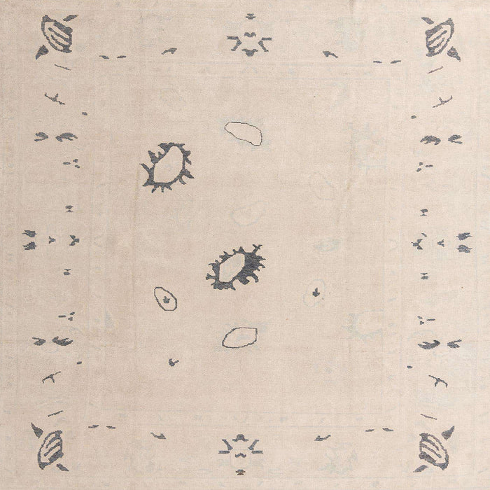 Square Abstract Light Orange Gold Oriental Rug, abs4341