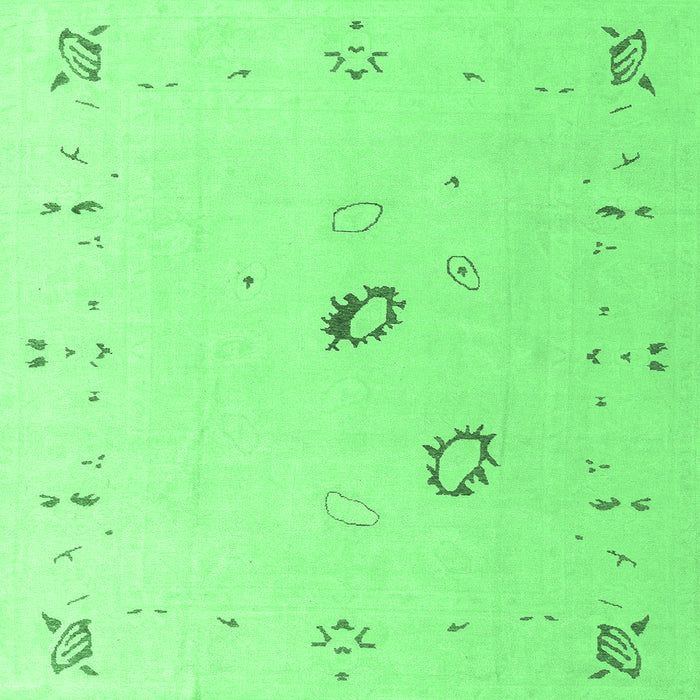 Square Machine Washable Oriental Emerald Green Traditional Area Rugs, wshabs4341emgrn