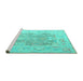 Sideview of Machine Washable Abstract Turquoise Modern Area Rugs, wshabs4342turq