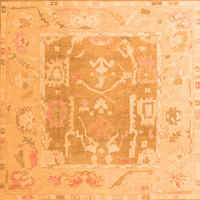 Square Machine Washable Abstract Orange Modern Area Rugs, wshabs4342org