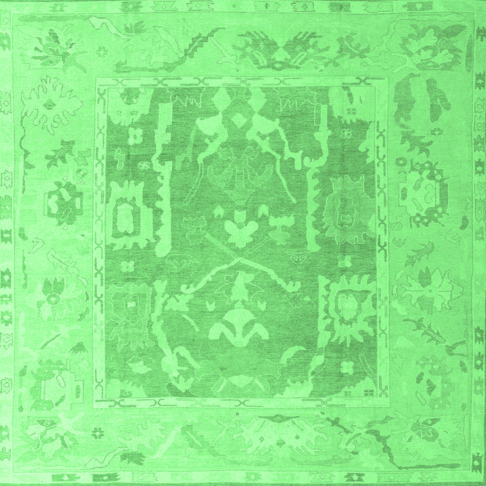 Square Abstract Emerald Green Modern Rug, abs4342emgrn