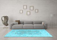 Machine Washable Abstract Light Blue Modern Rug, wshabs4342lblu