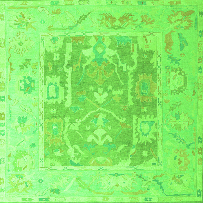 Square Machine Washable Abstract Green Modern Area Rugs, wshabs4342grn