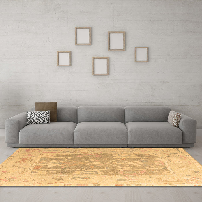 Machine Washable Abstract Brown Modern Rug in a Living Room,, wshabs4342brn