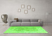 Machine Washable Abstract Green Modern Area Rugs in a Living Room,, wshabs4342grn