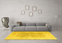 Machine Washable Abstract Yellow Modern Rug, wshabs4342yw