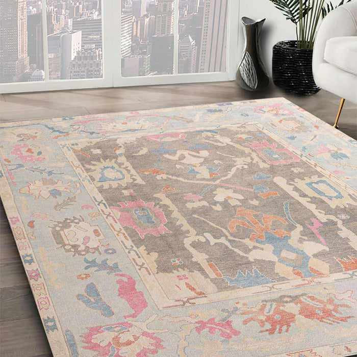 Abstract Desert Sand Beige Modern Rug in Family Room, abs4342