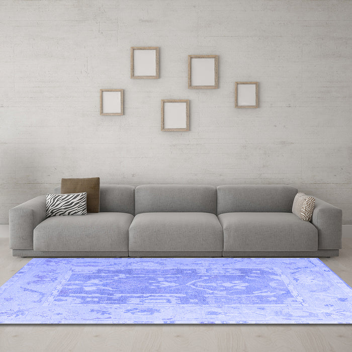 Machine Washable Abstract Blue Modern Rug in a Living Room, wshabs4342blu