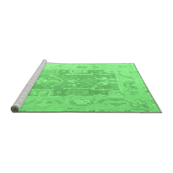 Sideview of Machine Washable Abstract Emerald Green Modern Area Rugs, wshabs4342emgrn