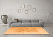 Machine Washable Abstract Orange Modern Area Rugs in a Living Room, wshabs4342org