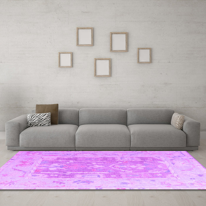 Machine Washable Abstract Purple Modern Area Rugs in a Living Room, wshabs4342pur
