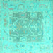 Square Abstract Turquoise Modern Rug, abs4342turq