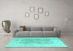 Machine Washable Abstract Turquoise Modern Area Rugs in a Living Room,, wshabs4342turq