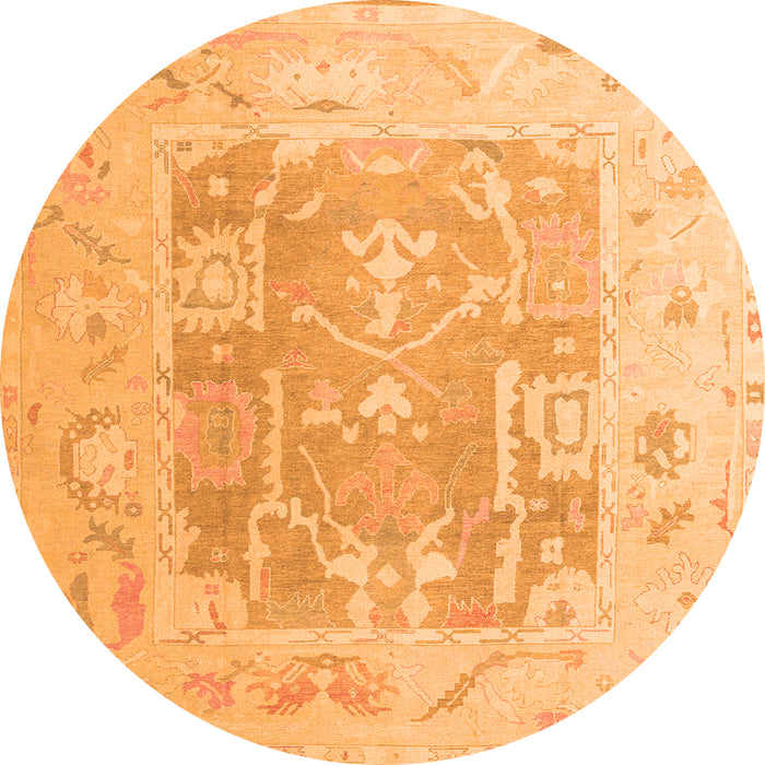 Round Abstract Orange Modern Rug, abs4342org