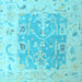 Square Machine Washable Oriental Light Blue Traditional Rug, wshabs4343lblu