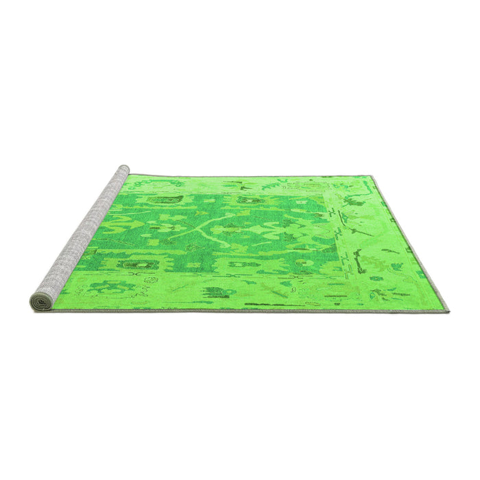 Sideview of Machine Washable Oriental Green Traditional Area Rugs, wshabs4343grn
