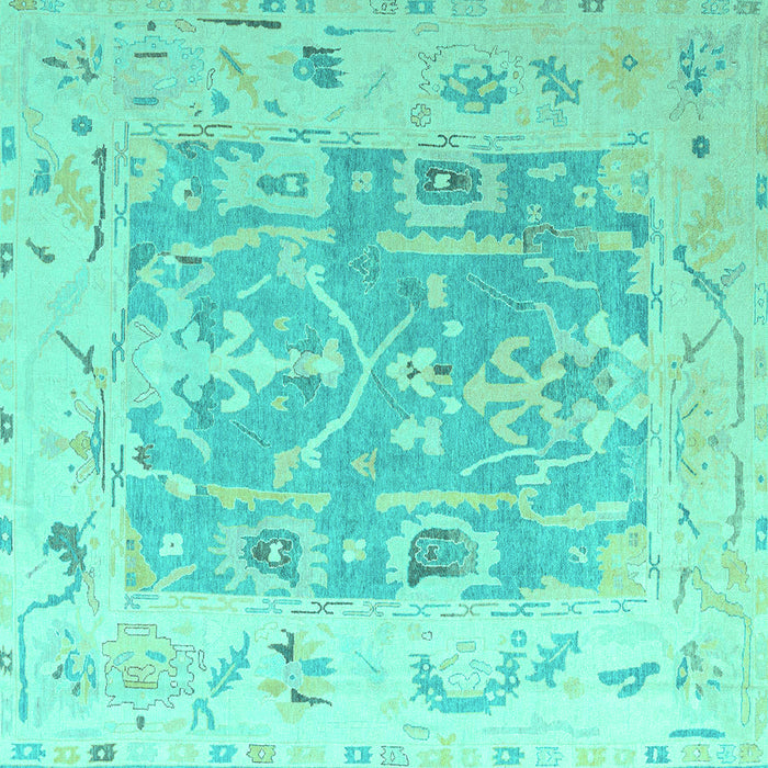 Square Oriental Turquoise Traditional Rug, abs4343turq