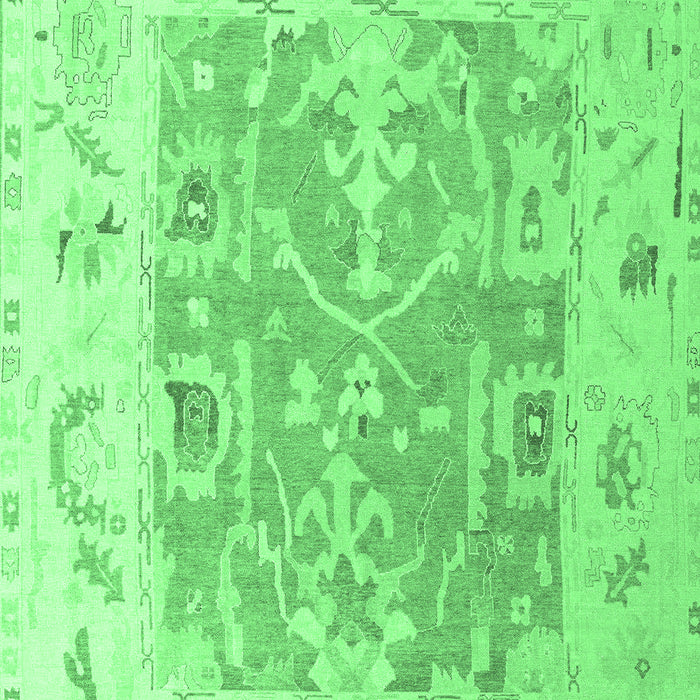 Machine Washable Oriental Emerald Green Traditional Area Rugs, wshabs4343emgrn