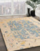 Abstract Sand Brown Oriental Rug in Family Room, abs4343