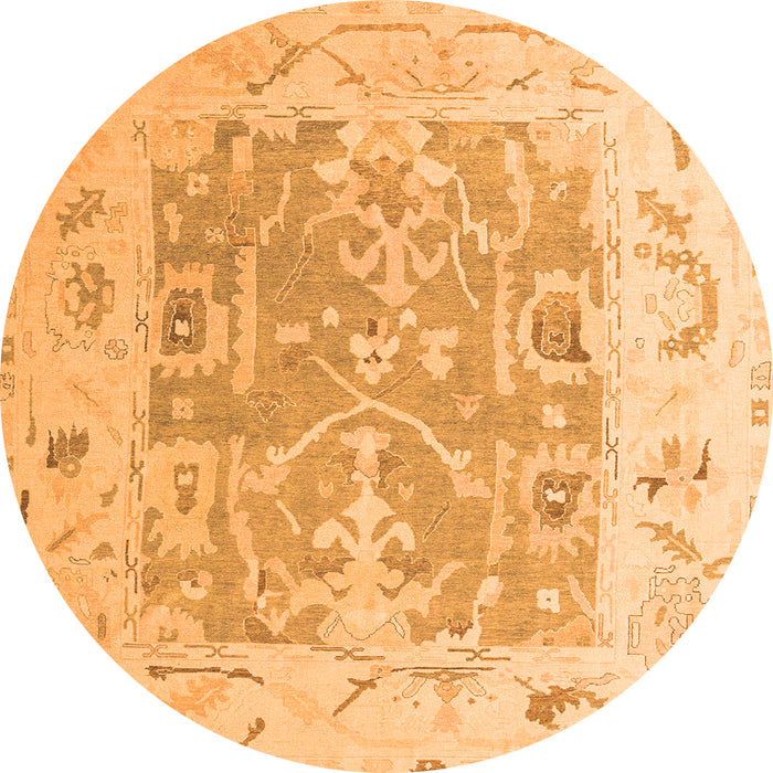 Round Oriental Orange Traditional Rug, abs4343org