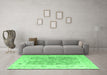 Machine Washable Oriental Emerald Green Traditional Area Rugs in a Living Room,, wshabs4343emgrn