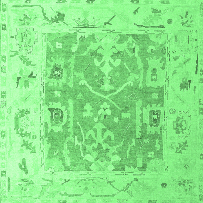 Square Machine Washable Oriental Emerald Green Traditional Area Rugs, wshabs4343emgrn