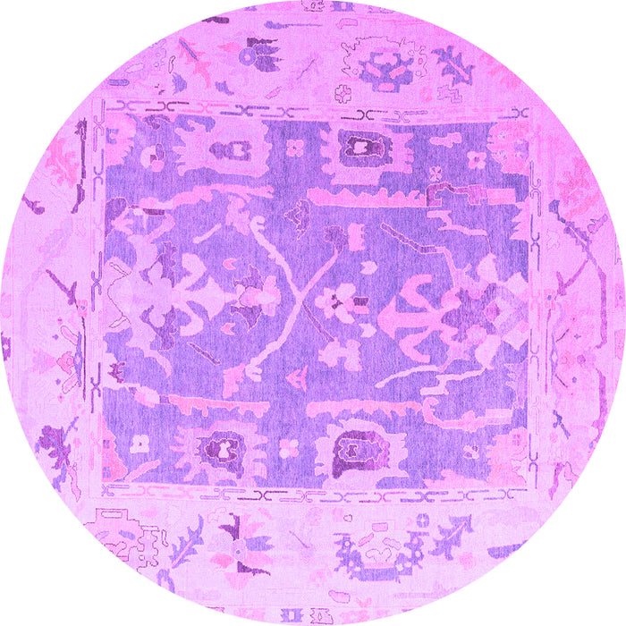 Round Machine Washable Oriental Purple Traditional Area Rugs, wshabs4343pur
