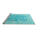 Sideview of Machine Washable Oriental Light Blue Traditional Rug, wshabs4343lblu