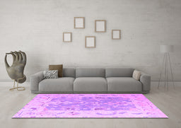 Machine Washable Oriental Purple Traditional Area Rugs in a Living Room, wshabs4343pur