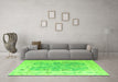 Machine Washable Oriental Green Traditional Area Rugs in a Living Room,, wshabs4343grn