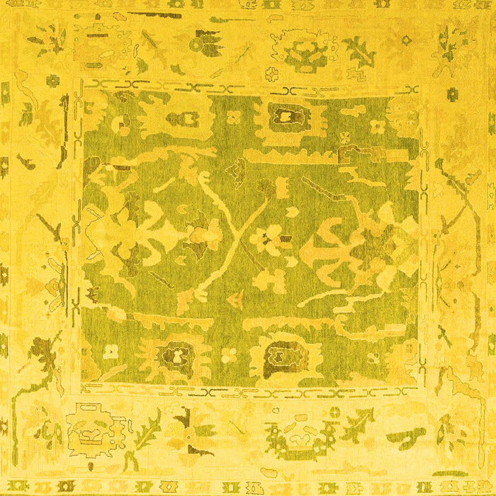 Square Oriental Yellow Traditional Rug, abs4343yw