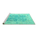 Sideview of Machine Washable Oriental Turquoise Traditional Area Rugs, wshabs4343turq