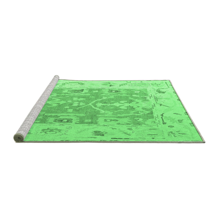 Sideview of Machine Washable Oriental Emerald Green Traditional Area Rugs, wshabs4343emgrn