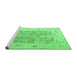 Sideview of Machine Washable Oriental Emerald Green Traditional Area Rugs, wshabs4343emgrn